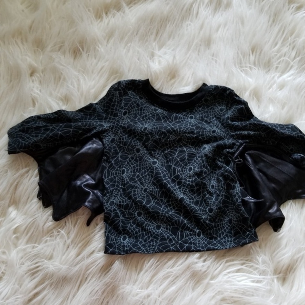 Black spider shirt with detachable webs toddler 12m